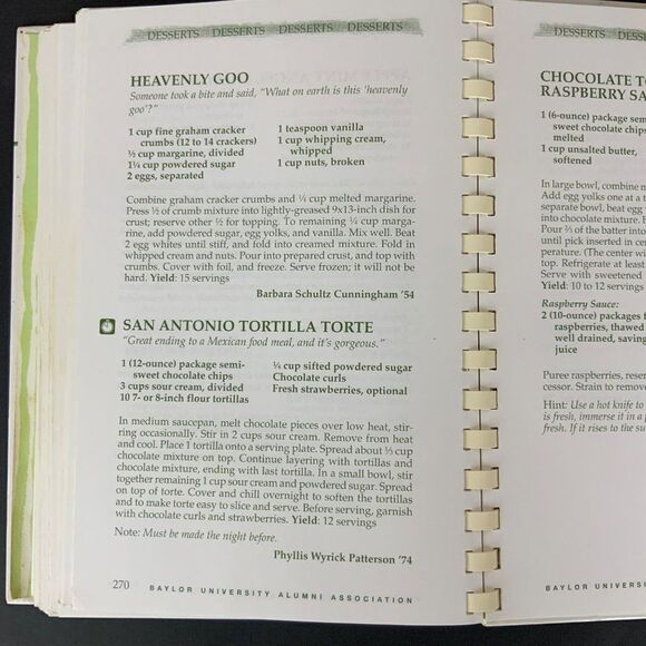 Baylor University Alumni Cookbook Homecoming Special Foods Memories 1996 Spiral - Picture 11 of 12